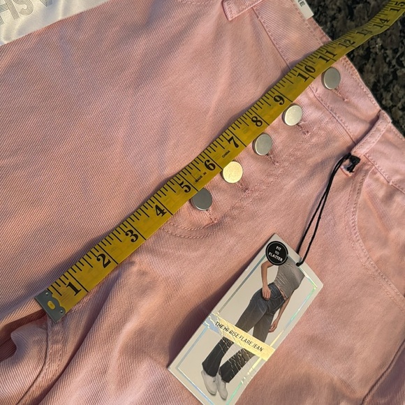 Tinseltown button fly hi rise flare Pink Jeans NWT 9 - Picture 8 of 10